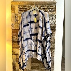 🤍🖤NWT Elevenses Anthropologie black&white tie dye silk kimono